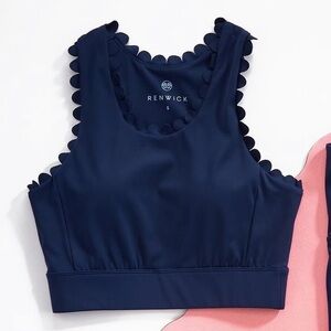 Renwick Sports Bra Scallop Edge Blue Active Bra Scalloped Top Womens Size XL